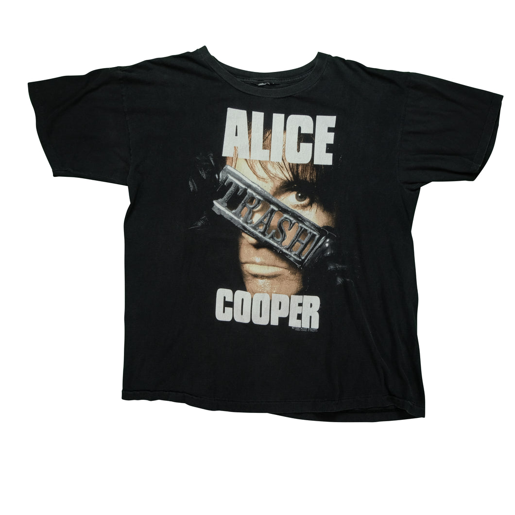 Vintage Alice Cooper Trash Album Trashes America 1990 Tour T Shirt 90s Black