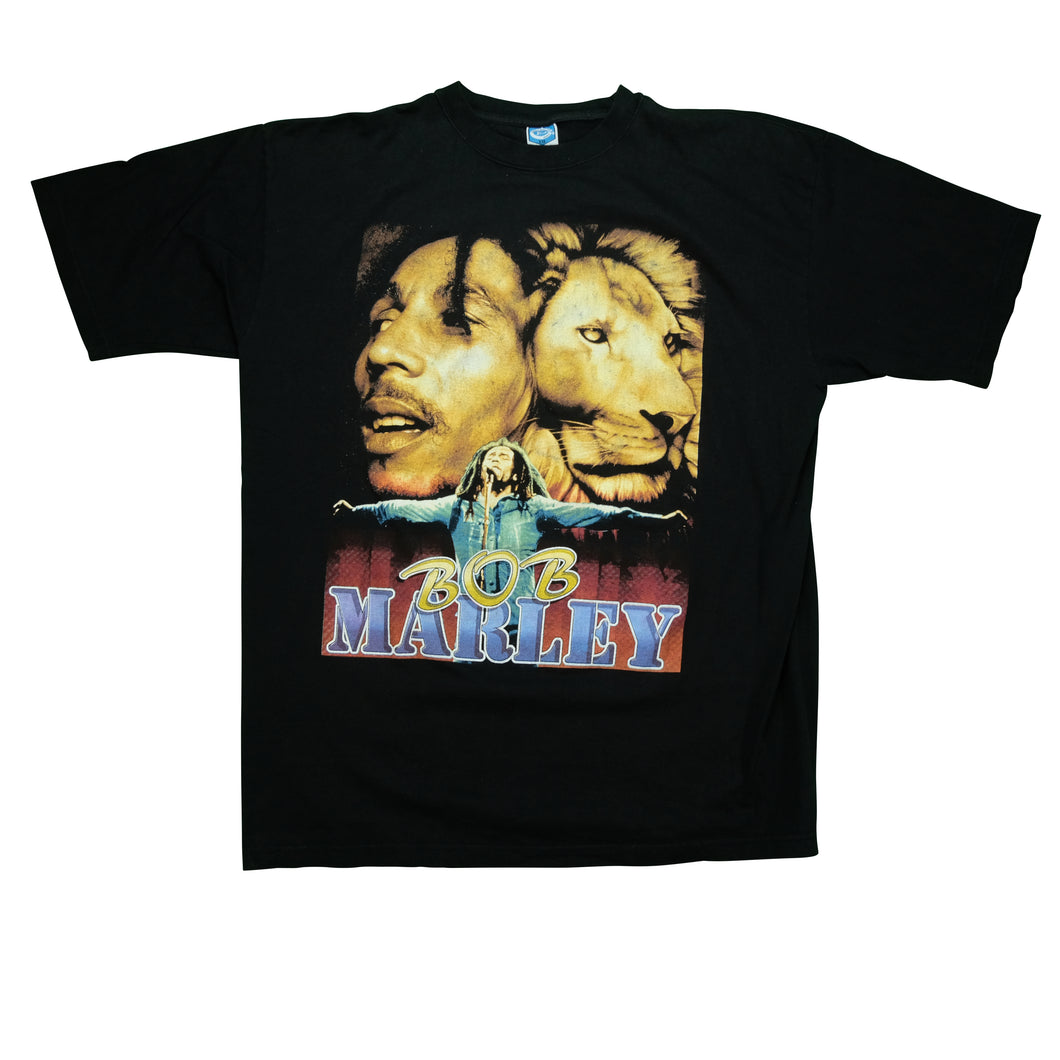 Vintage PERFECT GAME SPORTS Bob Marley Catch A Fire The Wailers Album Lion Rap T Shirt 90s Black 2XL
