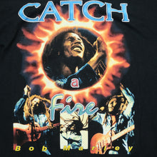 Load image into Gallery viewer, Vintage PERFECT GAME SPORTS Bob Marley Catch A Fire The Wailers Album Lion Rap T Shirt 90s Black 2XL
