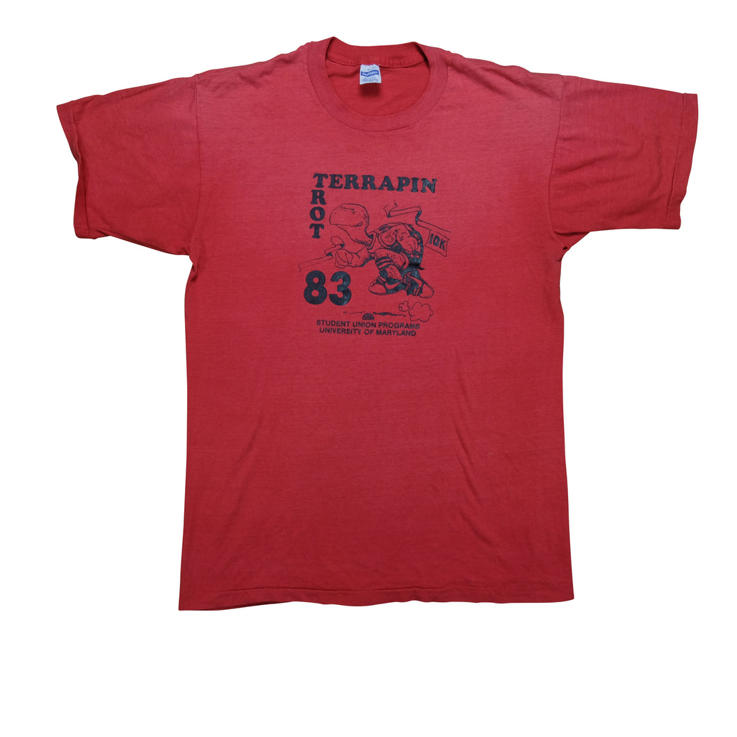 Vintage 1983 Terrapin Trot University of Maryland 10K Run Sponsored by Nike Spell Out Swoosh Tee on Healthknit