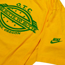 Load image into Gallery viewer, Vintage NIKE Butte To Butte Eugene Oregon Run Spell Out Swoosh 1982 T Shirt 80s Yellow L
