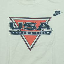 Load image into Gallery viewer, Vintage NIKE USA Track &amp; Field Quincy Watts Spell Out Swoosh T Shirt 80s 90s White XL
