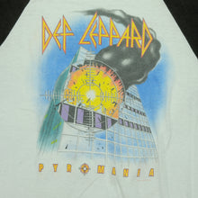 Load image into Gallery viewer, Vintage MACKLER Def Leppard Pyromania Album Till We Drop 1983 Tour Raglan T Shirt 80s White Black L

