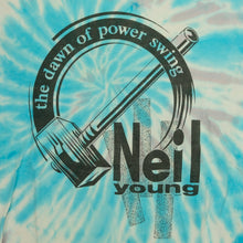 Load image into Gallery viewer, Vintage TOUCH OF GOLD Neil Young &amp; The Bluenotes The Dawn Of Power Swing Tour Sponsored by Nobody 1988 Tie Dyed T Shirt 80s Blue XL
