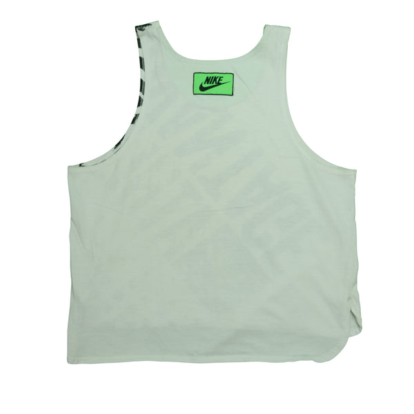 Vintage NIKE Athlete Advantage All Over Print Spell Out Swoosh Tank Top T Shirt 90s White XL