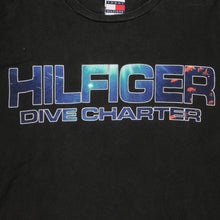 Load image into Gallery viewer, Vintage TOMMY HILFIGER Dive Charter Spell Out T Shirt 90s Black 2XL
