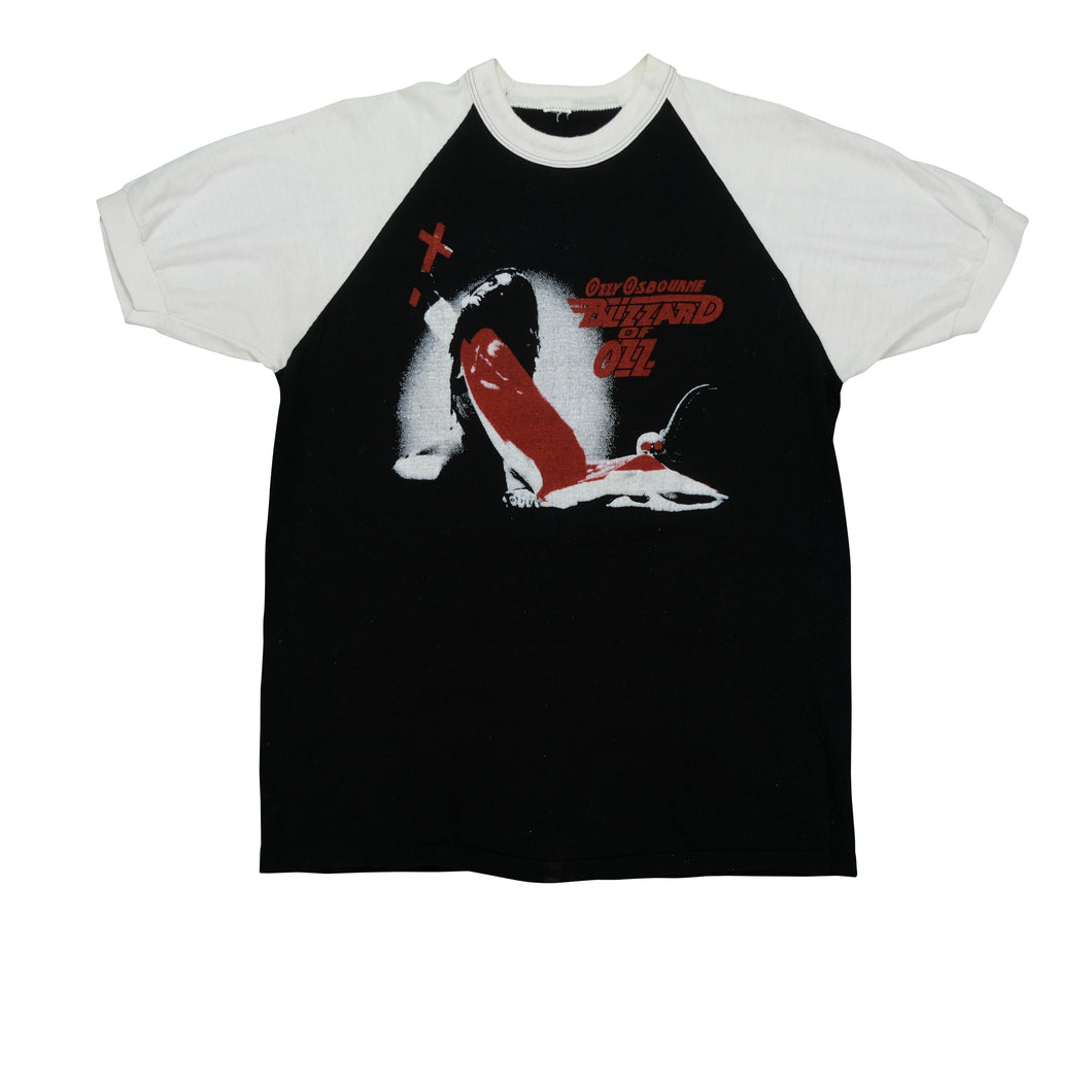 Vintage Ozzy Osbourne Blizzard of Ozz Album 1981 Tour T Shirt 80s Black White