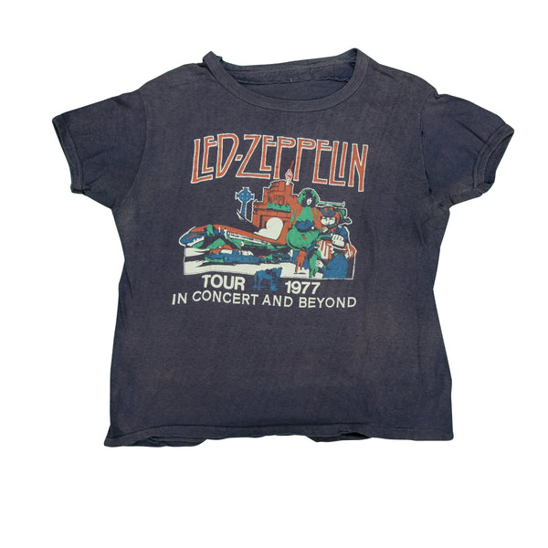 Vintage Led Zeppelin in Concert and Beyond 1977 Tour T Shirt 70s Navy Blue