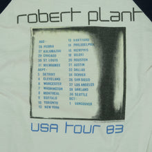 Load image into Gallery viewer, Vintage 1983 Robert Plant Principle of Moments Album USA Tour Raglan Tee on Screen Stars
