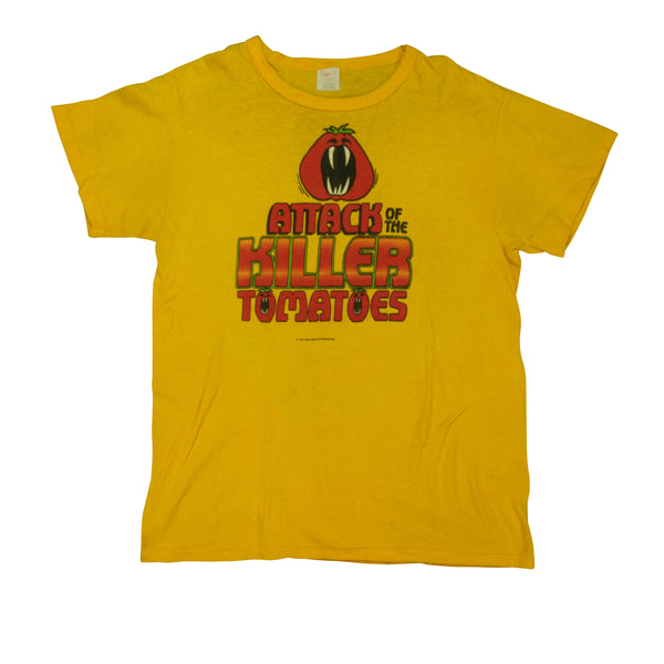 Vintage Attack of the Killer Tomatoes 1978 Film Promo T Shirt 70s Yellow L