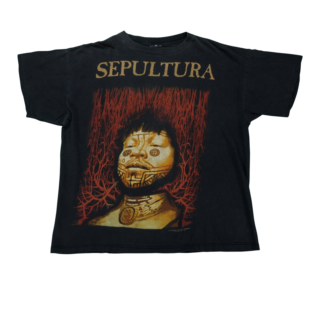 Vintage BLUE GRAPE Sepultura Roots Album 1996 Tour T Shirt 90s Black