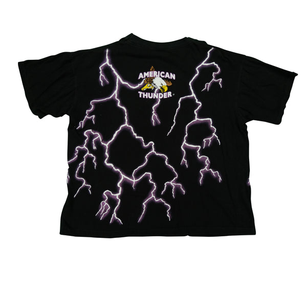 Vintage American Thunder Indian Lightning T Shirt 90s Black L