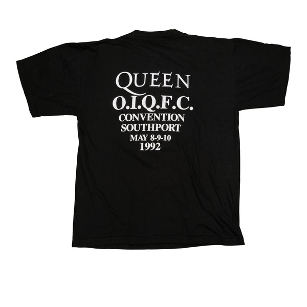Vintage BAUMWOLLE Queen The Show Goes On Fan Club 1992 T Shirt 90s Black XL