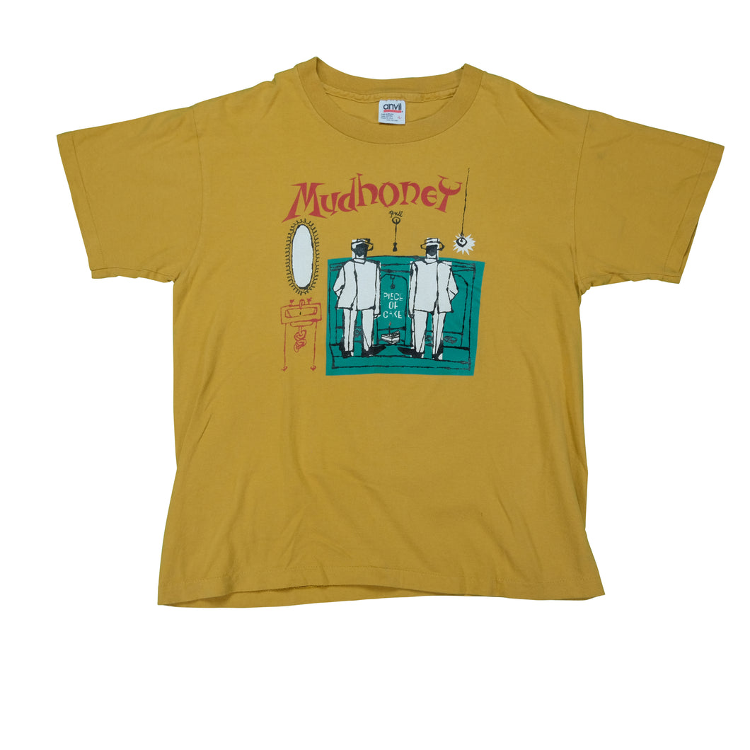 Vintage ANVIL Mudhoney Piece of Cake Double Sided Album 1993 Promo T Shirt 90s Yellow L