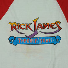Load image into Gallery viewer, Vintage Rick James Throwin&#39; Down 1982 Album Raglan T Shirt 80s White Red M
