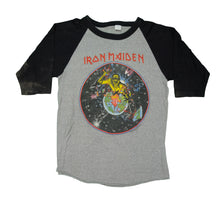 Load image into Gallery viewer, Vintage Iron Maiden World Peace 1983 Tour Raglan T Shirt 80s Gray Black L
