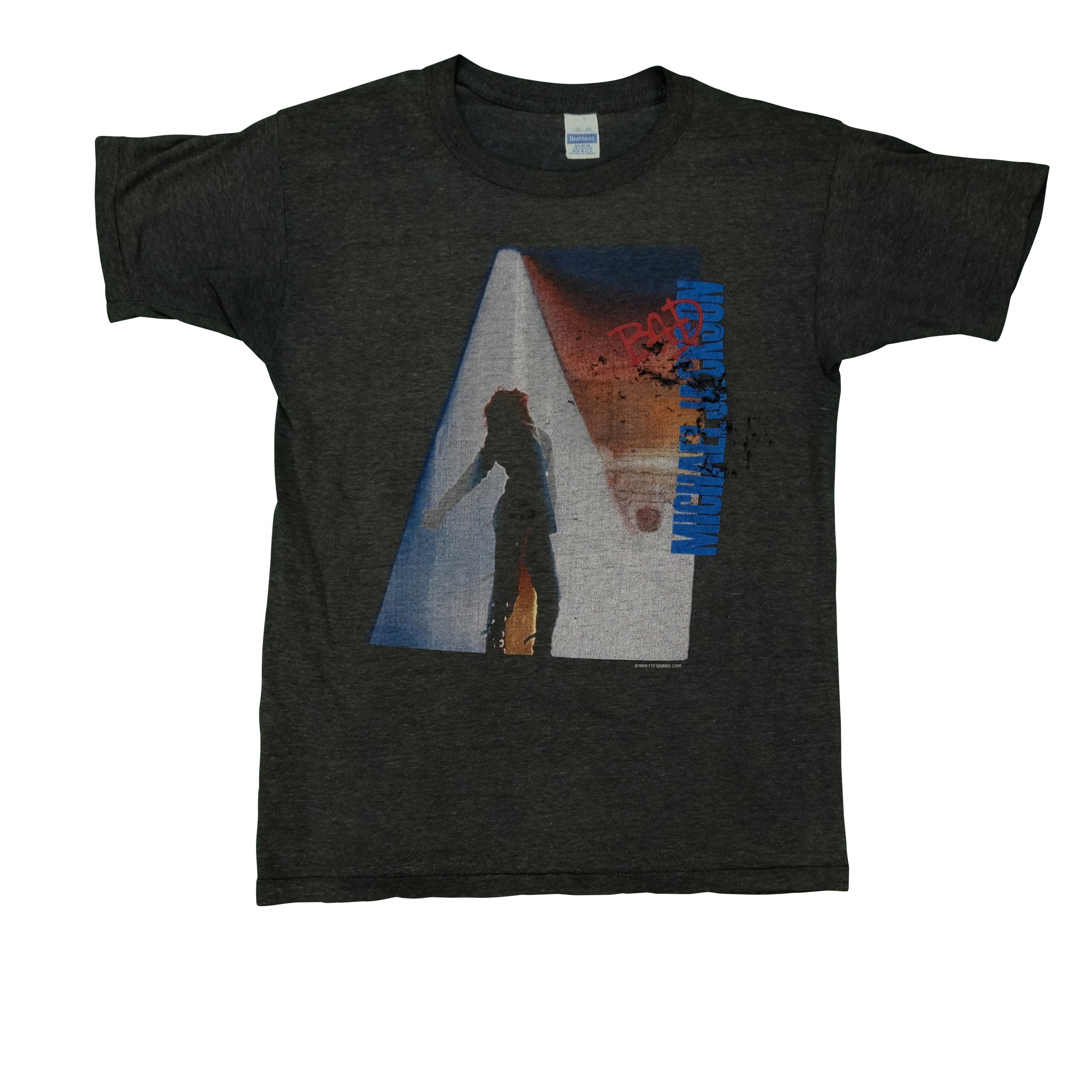 Vintage HEALTHKNIT Michael Jackson Bad 1988 Tour T Shirt 80s Black