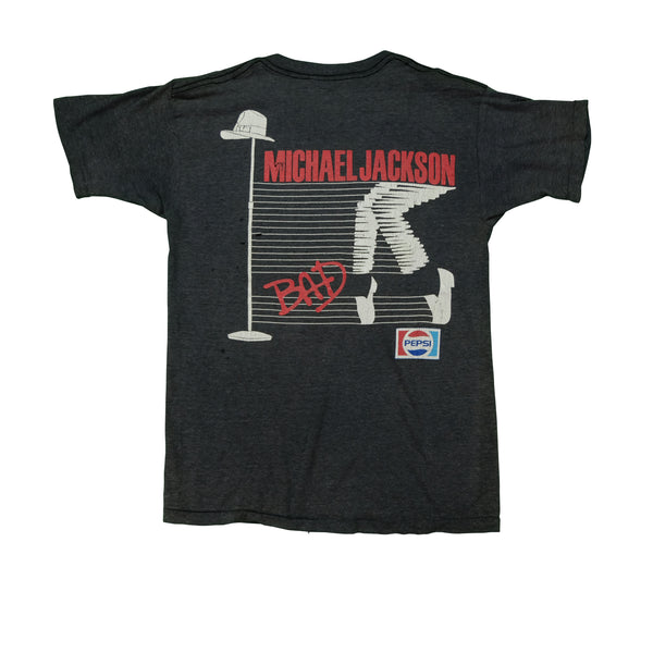 Vintage HEALTHKNIT Michael Jackson Bad 1988 Tour T Shirt 80s Black L