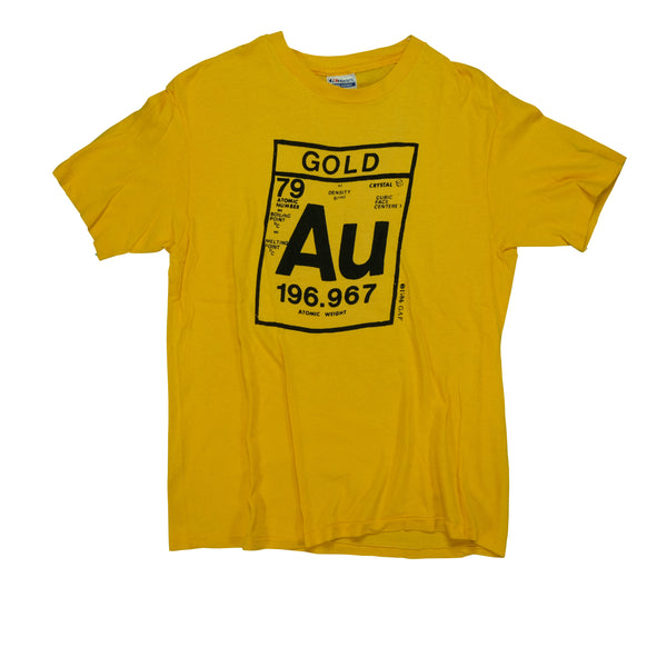 Vintage Gold Elemental 79 Periodic Table 1986 T Shirt 80s Yellow L