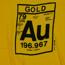 Load image into Gallery viewer, Vintage Gold Elemental 79 Periodic Table 1986 T Shirt 80s Yellow L
