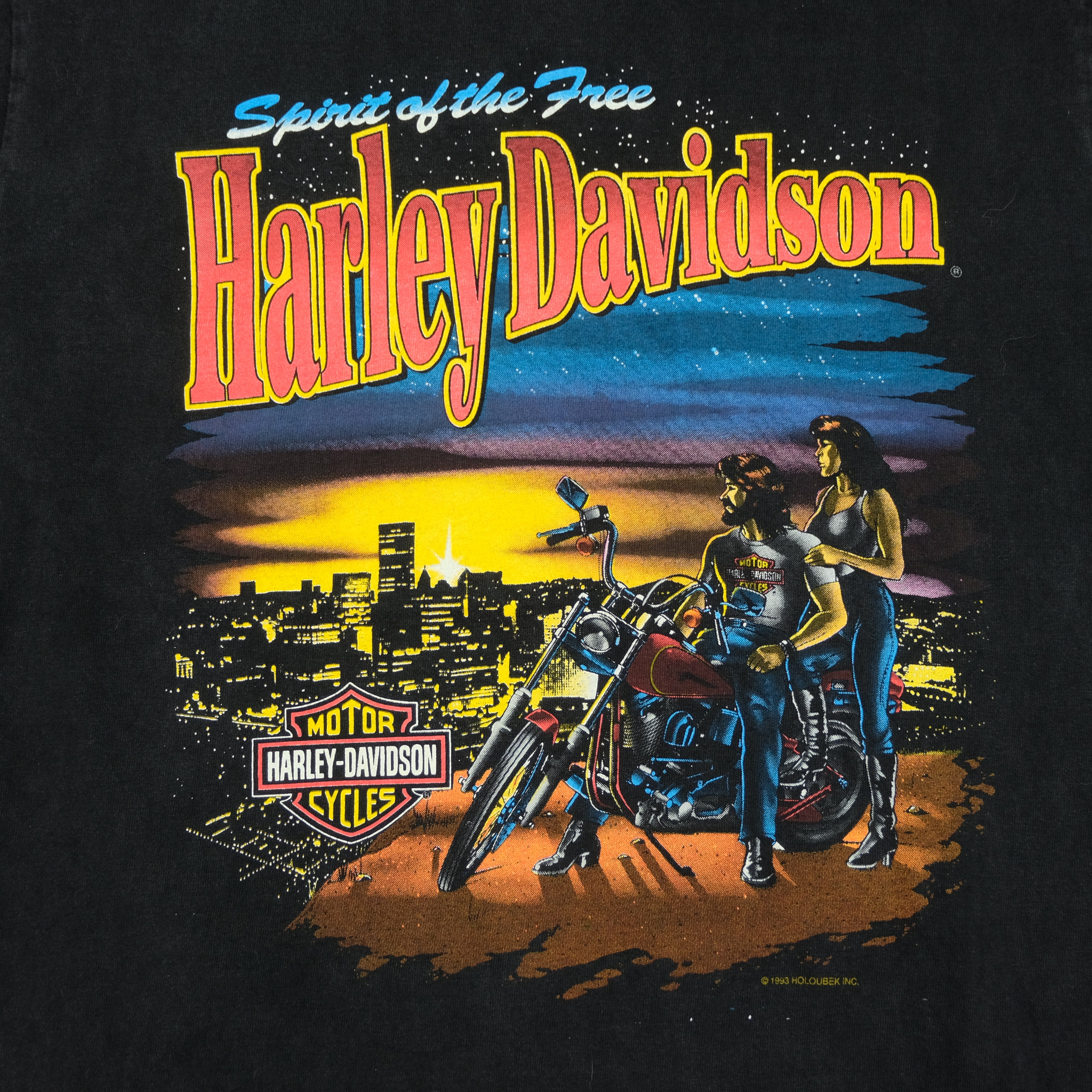 Vintage HARLEY DAVIDSON Spirit of The Free 1993 Eagle Flag T Shirt 90s