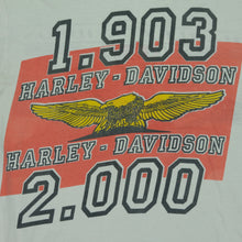 Load image into Gallery viewer, Vintage Harley Davidson Motorcycles 1.903 2.000 Eagle Ringer T Shirt 80s White Navy Blue
