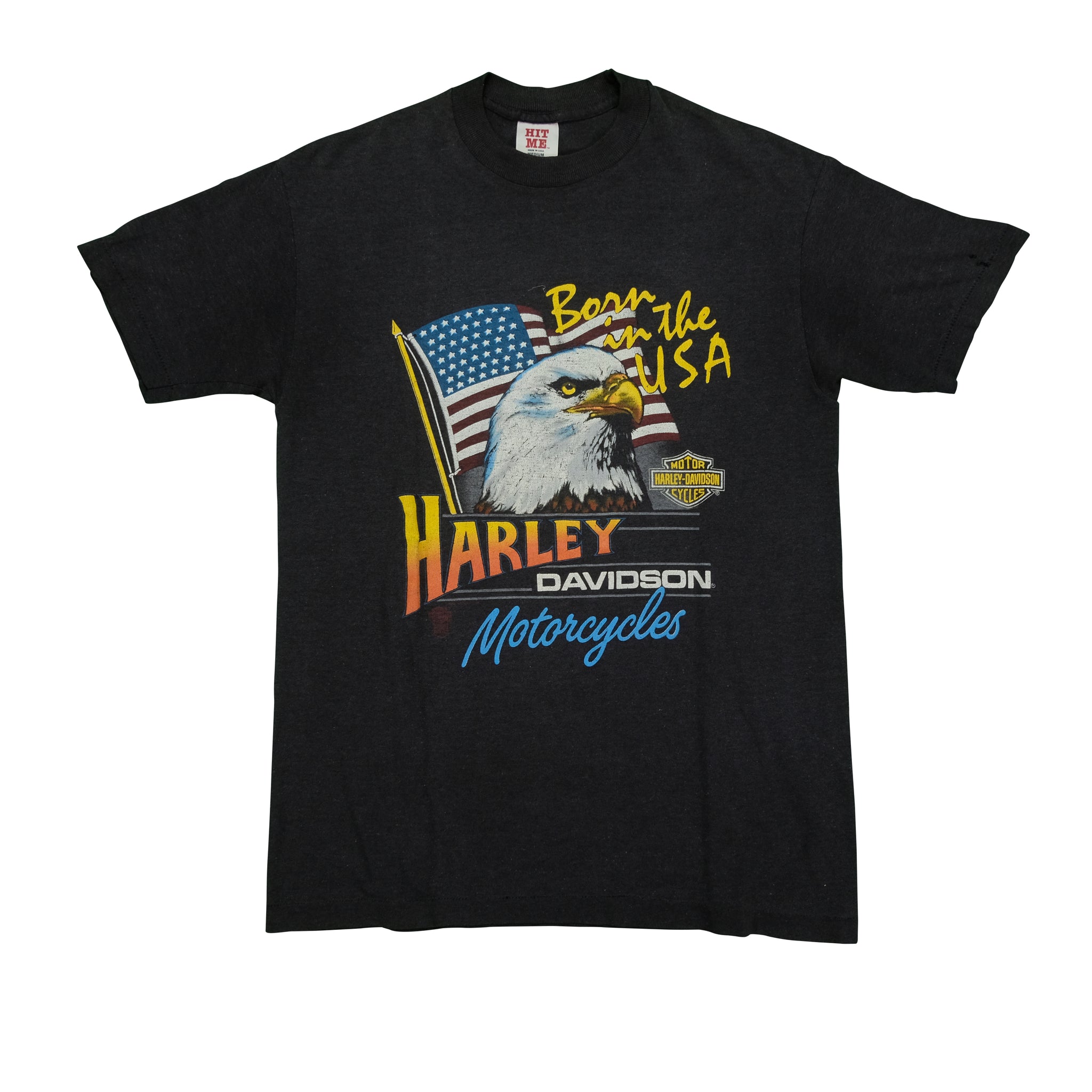 Vintage HIT ME Harley Davidson Motorcycles Born in The USA Eagle Flag –  Reset Web Store