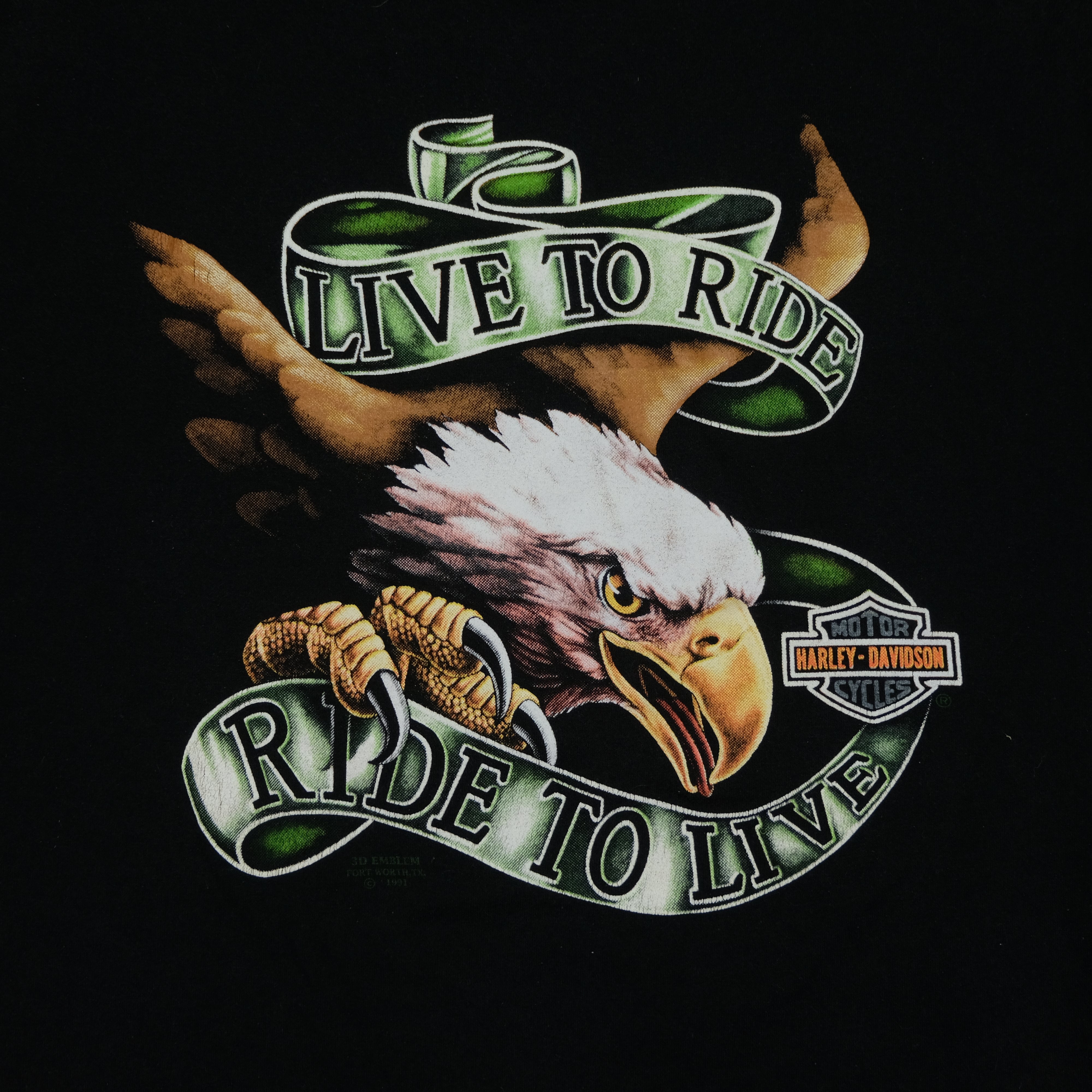 Vintage 3D EMBLEM Harley Davidson Live to Ride Ride To Live 1991 Eagle –  Reset Web Store
