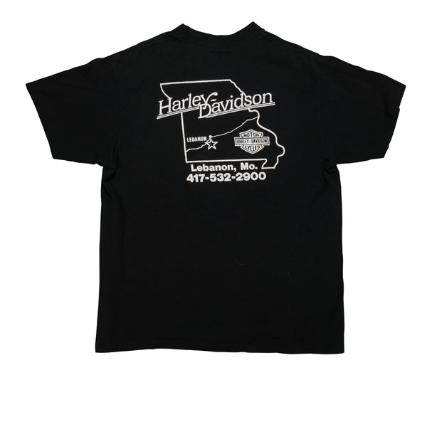 Vintage 3D EMBLEM Harley Davidson Live to Ride Ride To Live 1991 Eagle T Shirt 90s Black XL