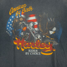 Load image into Gallery viewer, Vintage Harley Davidson #1 American By Birth Rider By Choice Eagle Flag T Shirt 80s 90s Black
