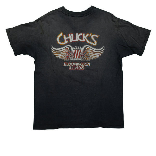 Vintage Harley Davidson #1 American By Birth Rider By Choice Eagle Flag T Shirt 80s 90s Black