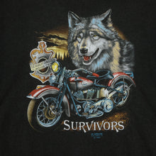 Load image into Gallery viewer, Vintage 3D EMBLEM Harley Davidson Survivors Wolf Eagle 1989 T Shirt 80s Black XL
