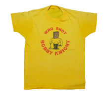 Load image into Gallery viewer, Vintage Who Shot Bobby Knight T Shirt 80s Yellow
