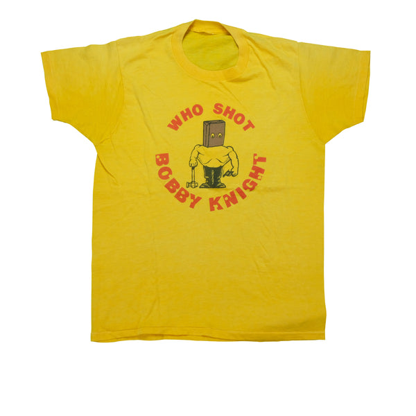 Vintage Who Shot Bobby Knight T Shirt 80s Yellow