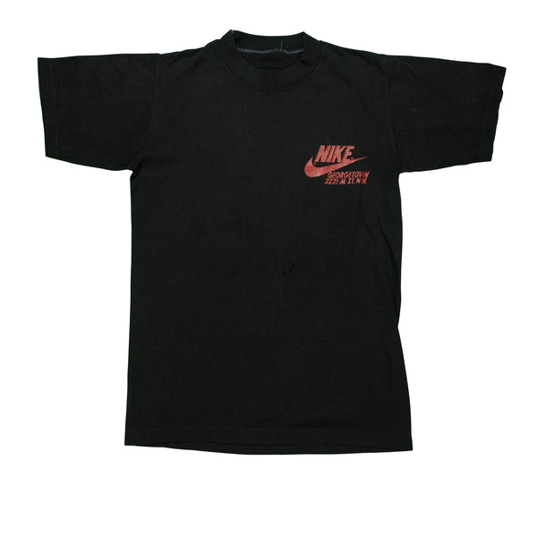 Vintage NIKE Georgetown Washington D.C. Spell Out Swoosh T Shirt 80s Black