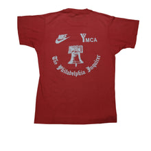 Load image into Gallery viewer, Vintage YMCA Philadelphia Distance Run Nike Spell Out Swoosh 1983 T Shirt 80s Red
