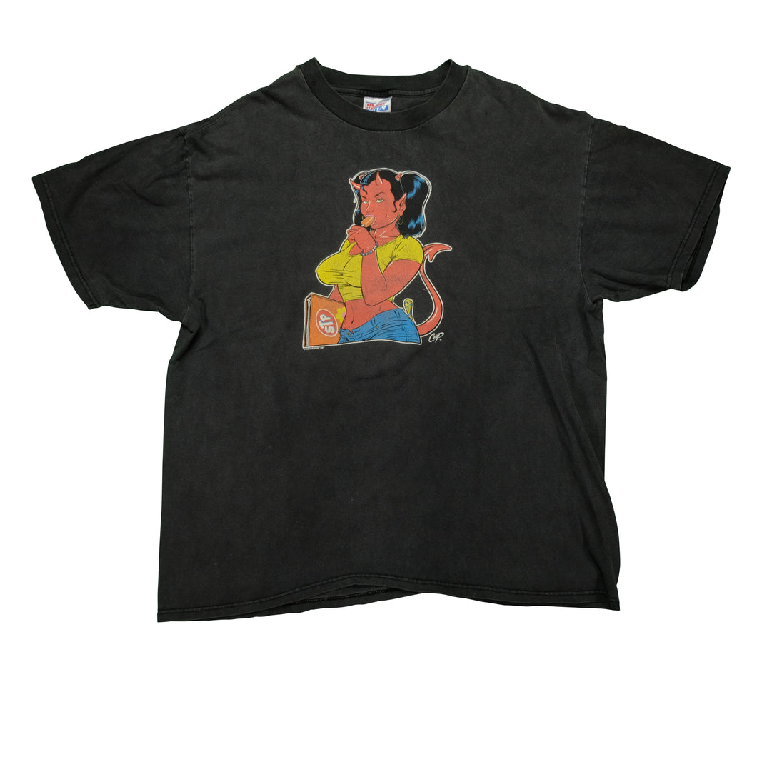 Vintage STP Devil School Girl 1997 T Shirt 90s Black XL