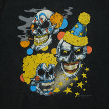 Load image into Gallery viewer, Vintage CMJ Circus Clown Skull 1992 T Shirt 90s Black L
