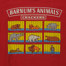 Load image into Gallery viewer, Vintage TENNESSEE RIVER Barnum&#39;s Animals Crackers T Shirt 90s Red L

