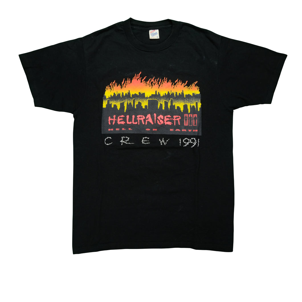 Vintage Hellraiser III Hell on Earth 1991 Film Crew T Shirt 90s Black L