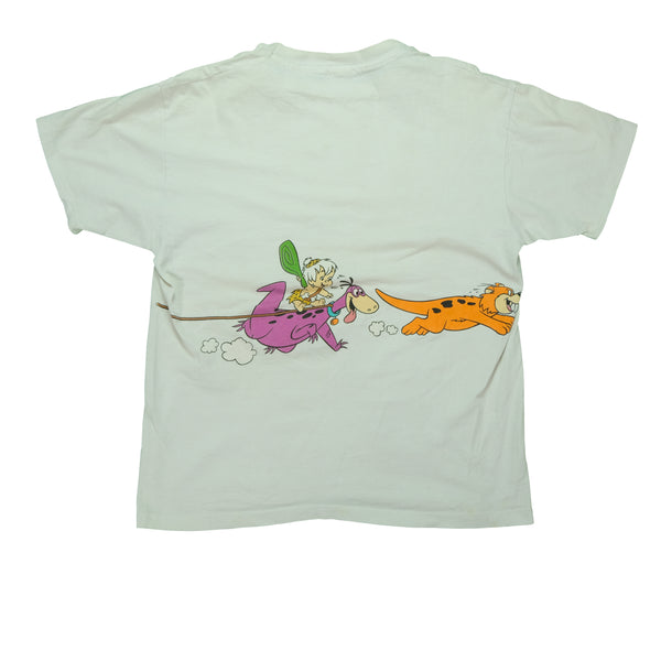 Vintage ANVIL The Flintstones Wraparound 1994 Graphic T Shirt 90s White XL