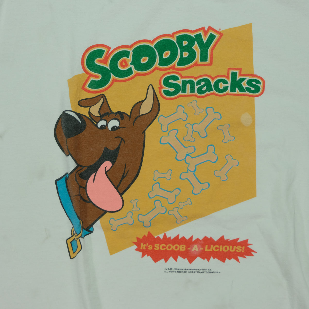 Maglietta Vintage Scooby Doo Anni 90 – Stanley Desantis – Taglia L – Cotone Bianco – Nuova Senza Etichette