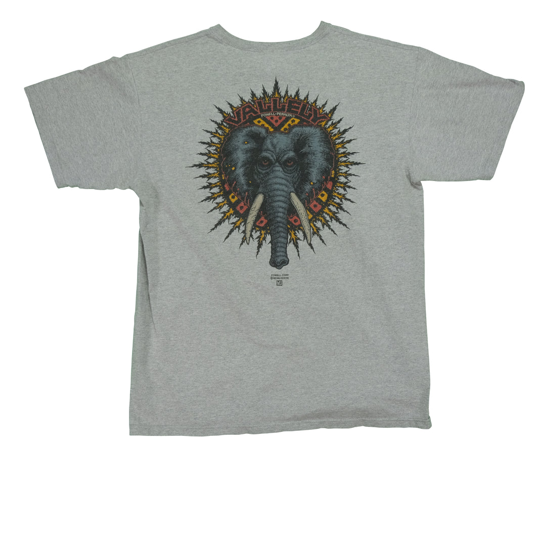 Vintage POWELL PERALTA Mike Vallely Elephant T Shirt 90s Gray L