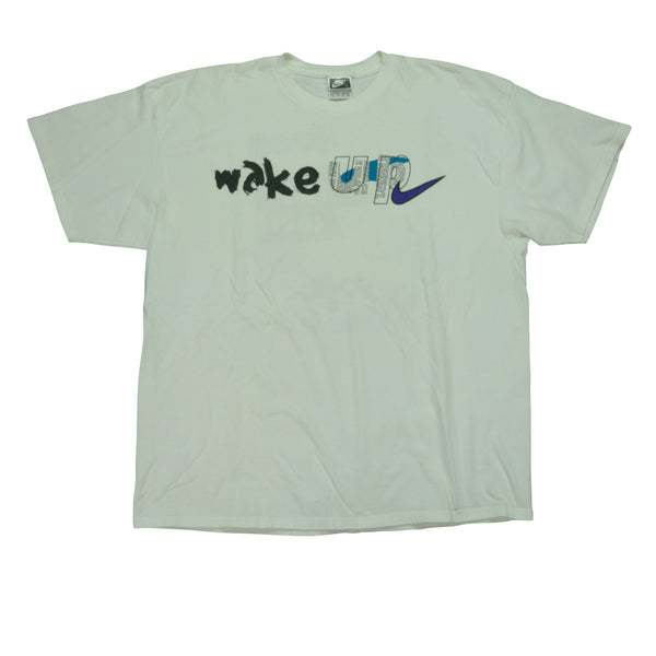 Vintage NIKE Basketball Wake Up To Do List Swoosh T Shirt 2000s White 2XL