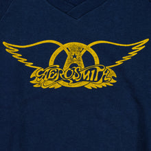 Load image into Gallery viewer, Vintage Aerosmith Wings Tour Graphic Short Sleeve Sweatshirt 80s 90s Navy Blue XL

