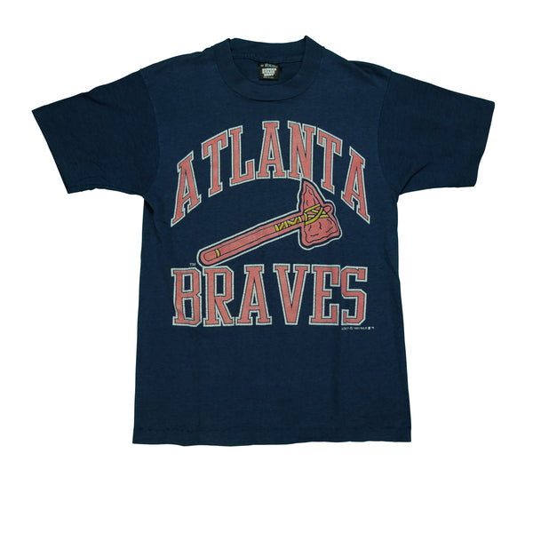 Vintage SCREEN STARS Atlanta Braves Tomahawk 1991 T Shirt 90s Navy Blue M