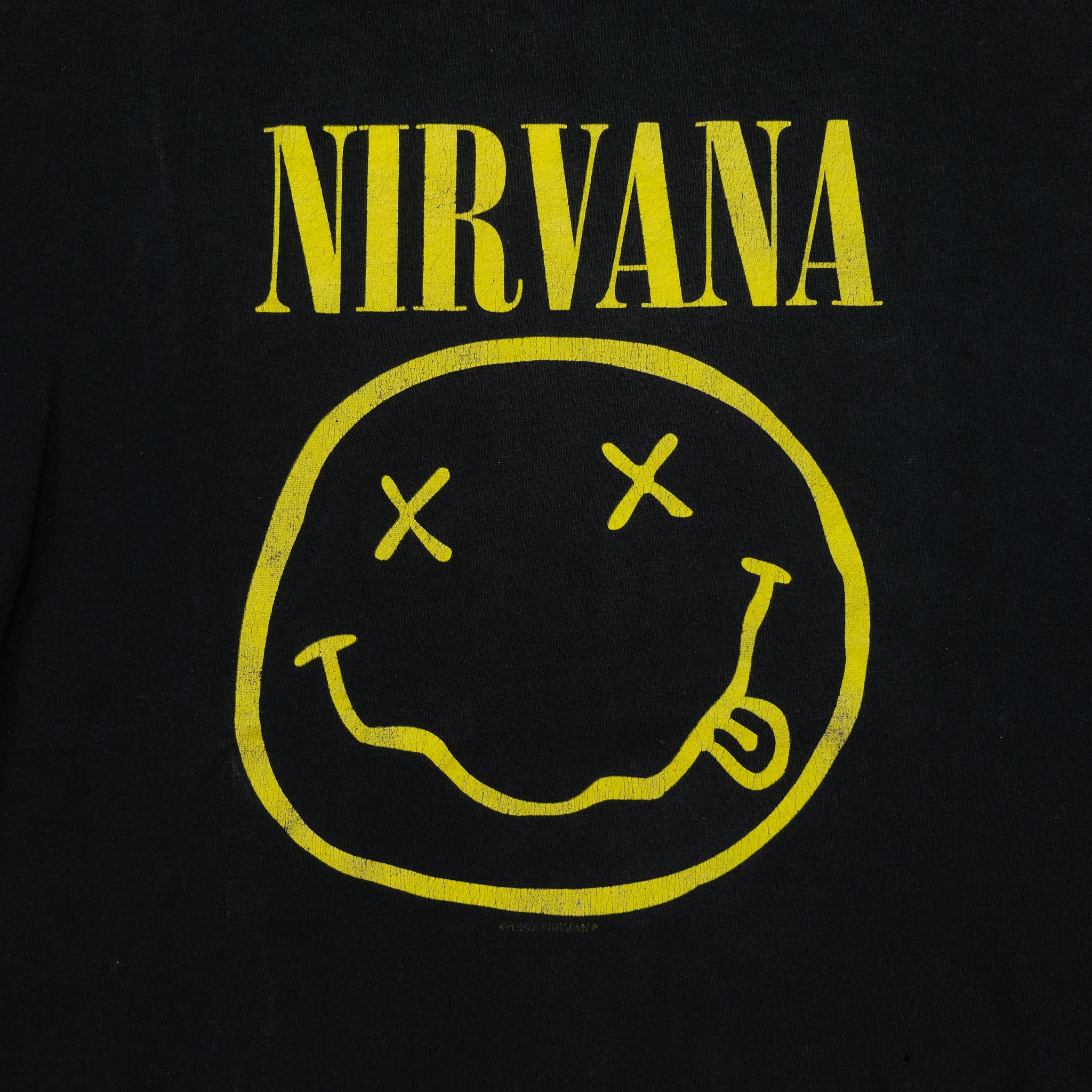 Vintage ANVIL Nirvana Smiley Face T Shirt Kurt Cobain 2000s Black