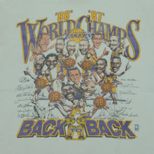 Load image into Gallery viewer, Vintage SALEM Los Angeles Lakers Back To Back World Champions 1988 T Shirt 80s Showtime White L
