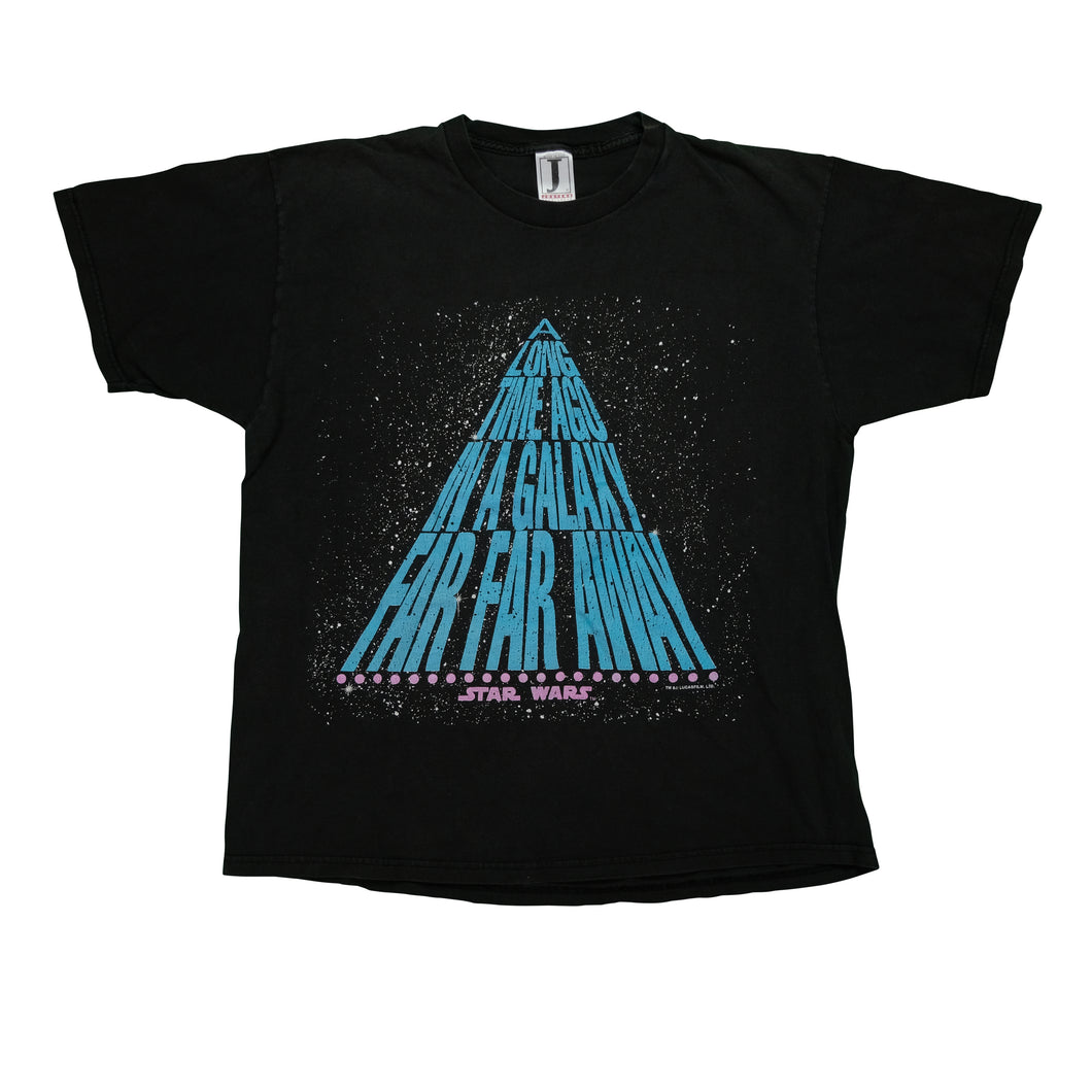 Vintage JOSTENS Star Wars Galaxy Far Far Away Galaxy Tours Ride T Shirt 80s 90s Black XL