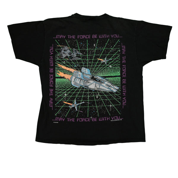 Vintage JOSTENS Star Wars Galaxy Far Far Away Galaxy Tours Ride T Shirt 80s 90s Black XL